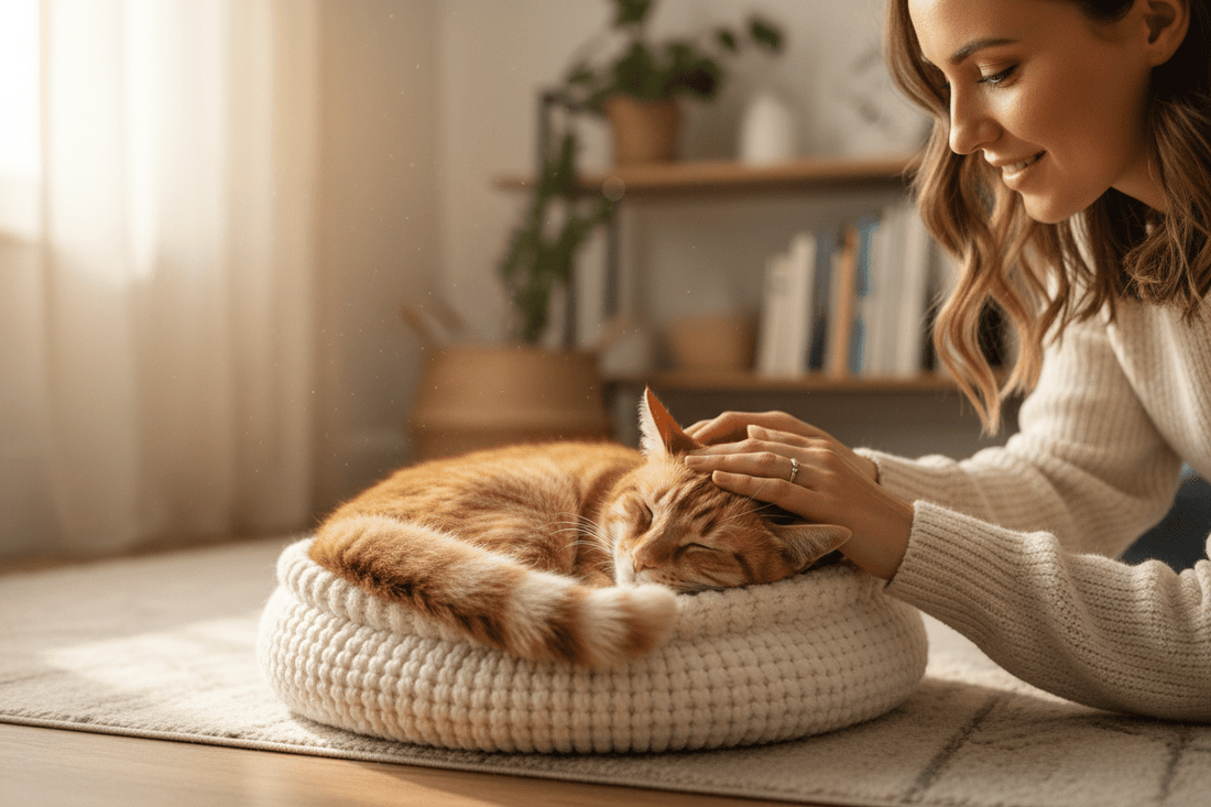 panier-pour-chat-femme-caresse-chat-panier