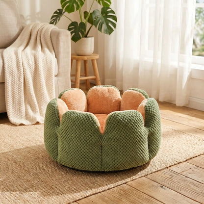 couchage pour chat couleur vert tapis rideaux blanc