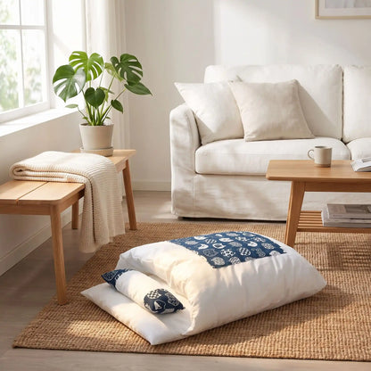 couchage pour chat coussin blanc plante mug