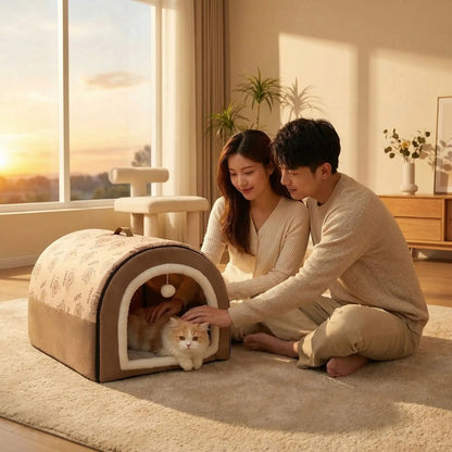 couchage pour chat femme homme caresse chat tapis