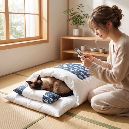 couchage pour chat femme portable plante verte
