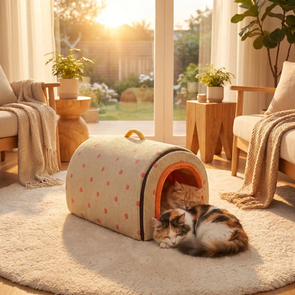 couchage pour chat jardin fleurs coussin