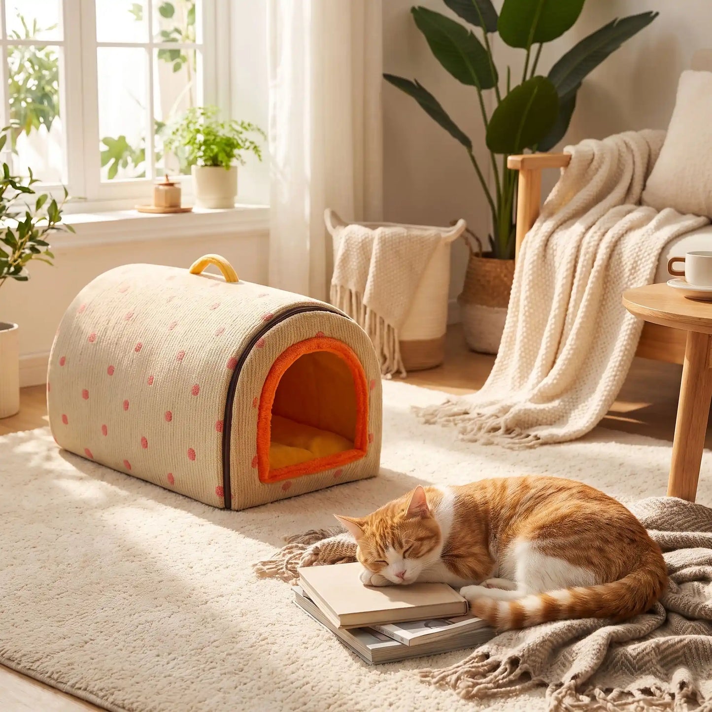 couchage pour chat tapis blanc verre table