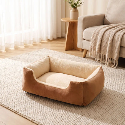 couchages pour chats couleur marron rideaux tapis blanc