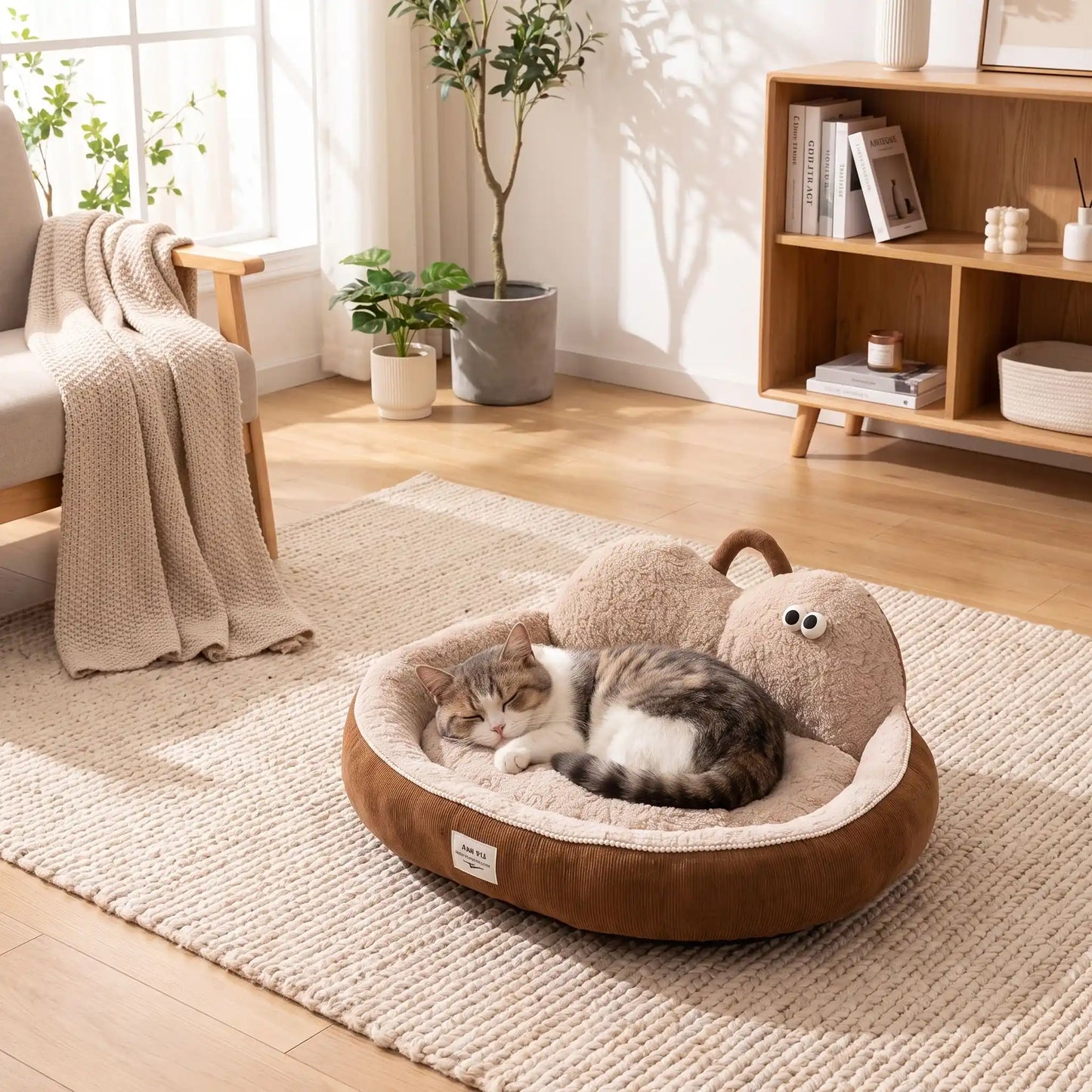 couchages pour chats livre rideaux plante tapis blanc