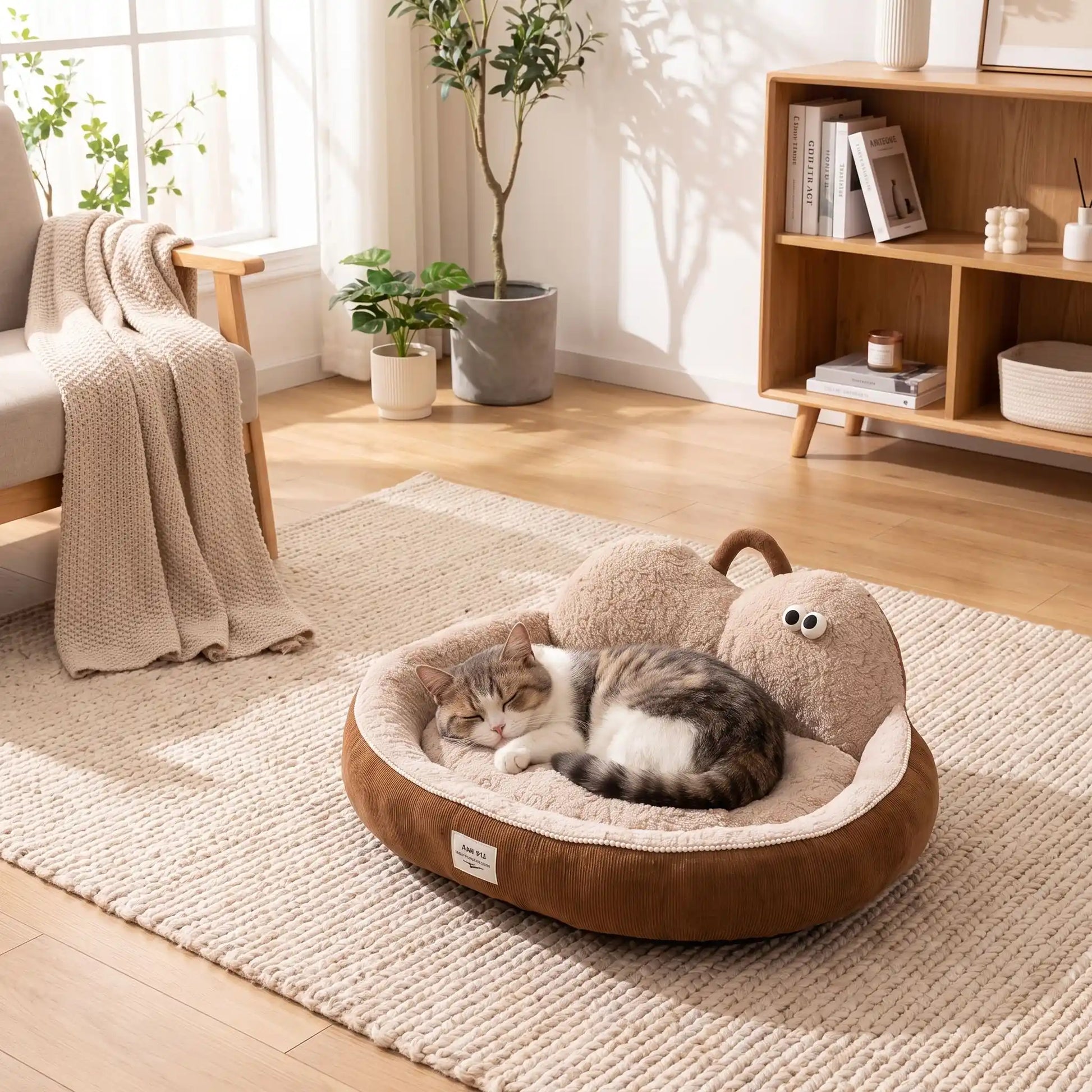 couchages pour chats livre rideaux plante tapis blanc