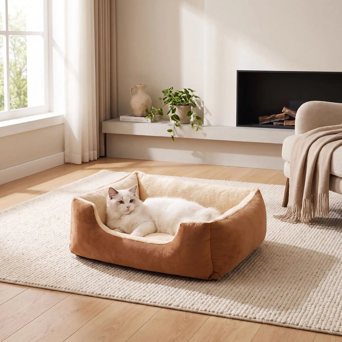 couchages pour chats vase tapis plante couverture