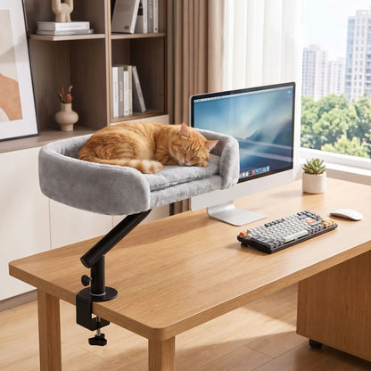 hamac à chat suspendu clavier livre bureaux