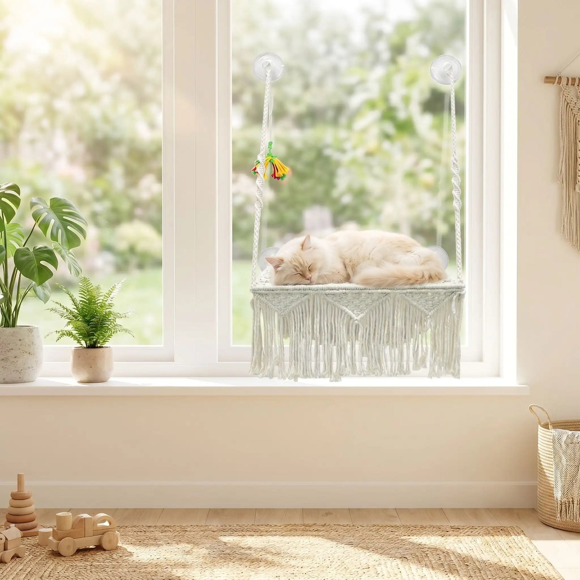 hamac pour chat jouer corbeil linge plante verte