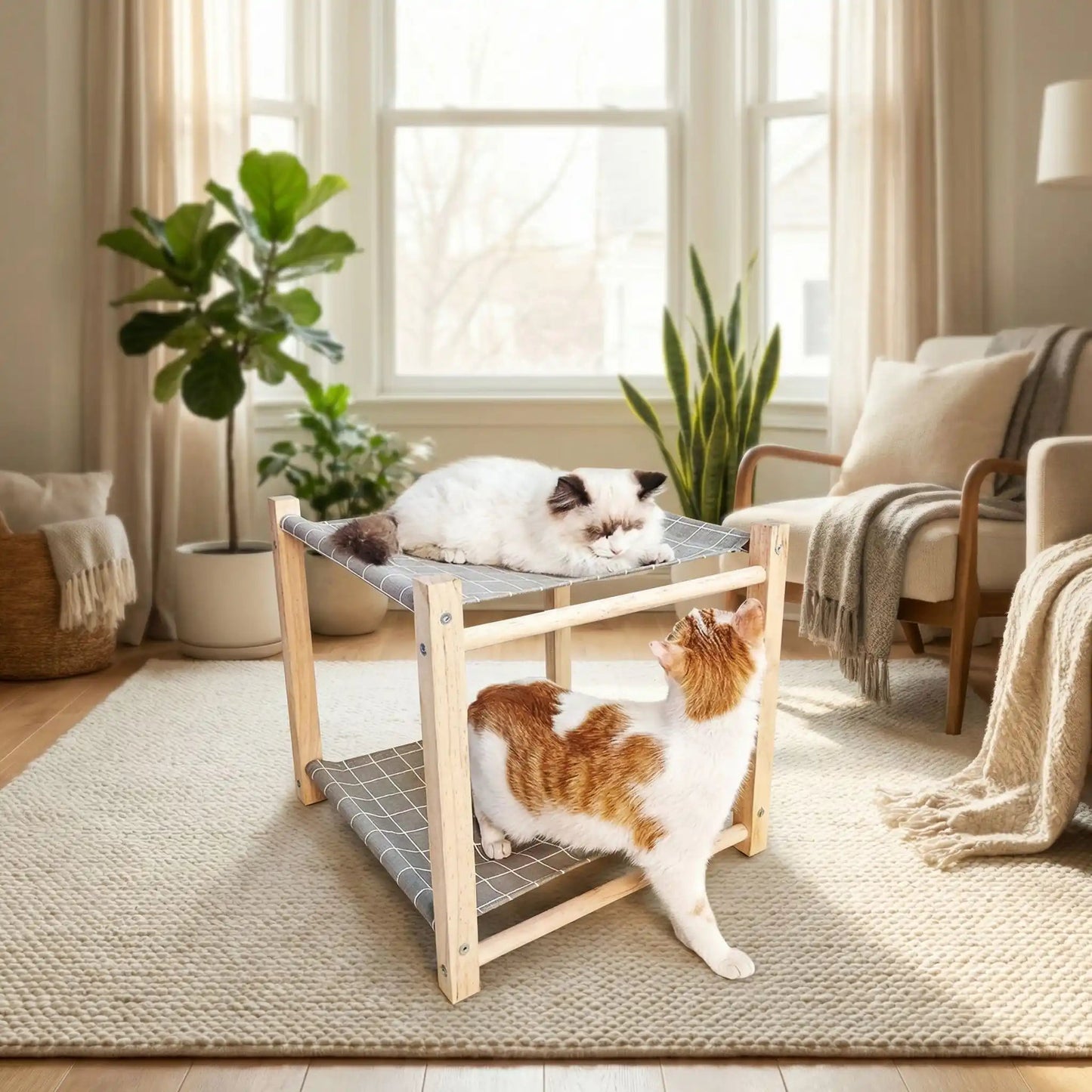 hamac pour chat tapis coussin fauteuil rideaux blanc