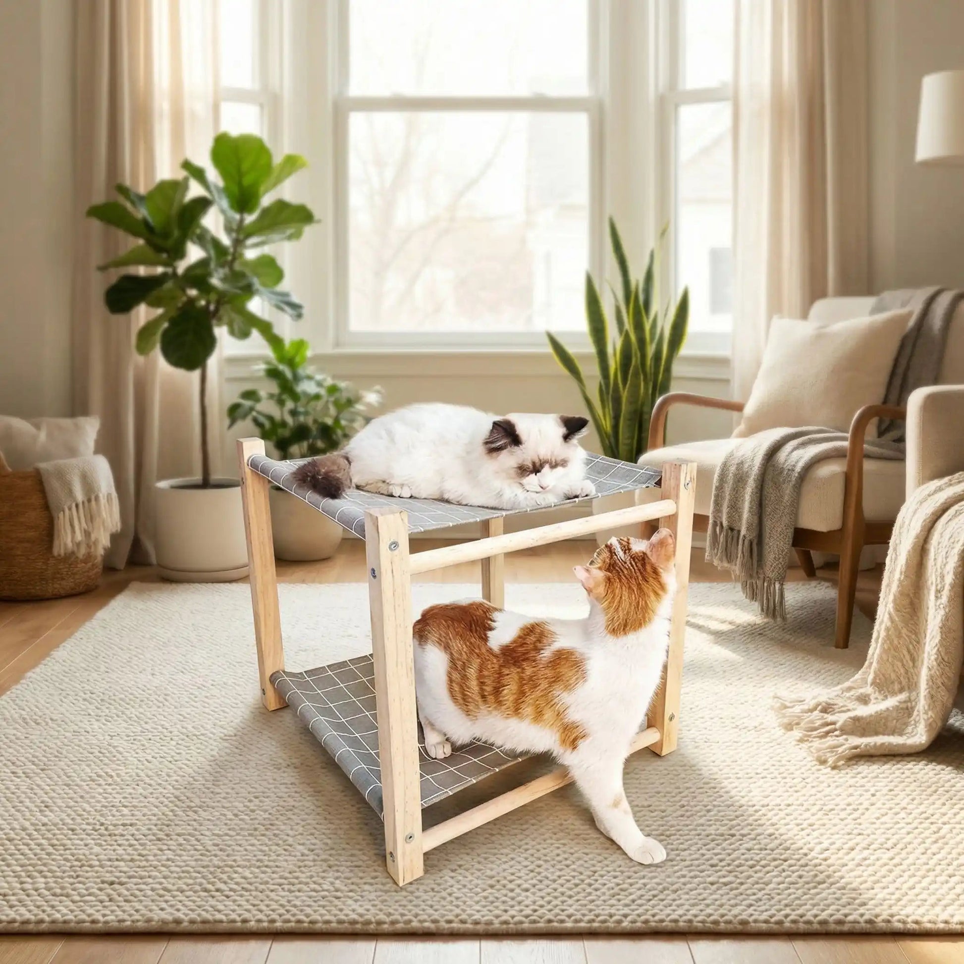 hamac pour chat tapis coussin fauteuil rideaux blanc