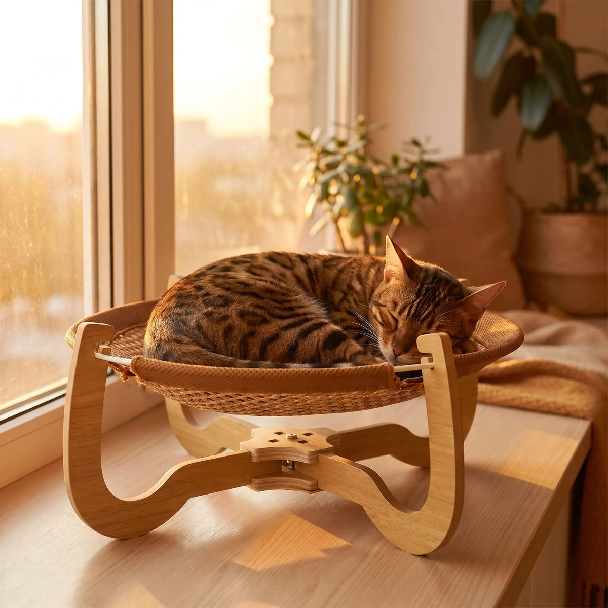 lit pour chat bengal dort plante coussin
