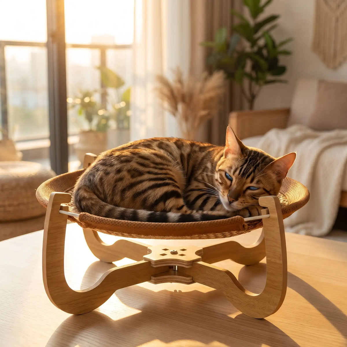 lit pour chat bengal yeux bleu coussin