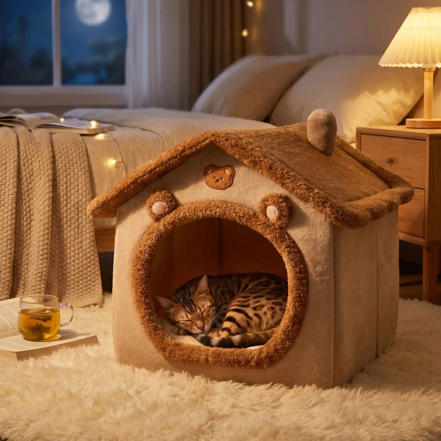 maison pour chats bengal dors verre livre lit lune