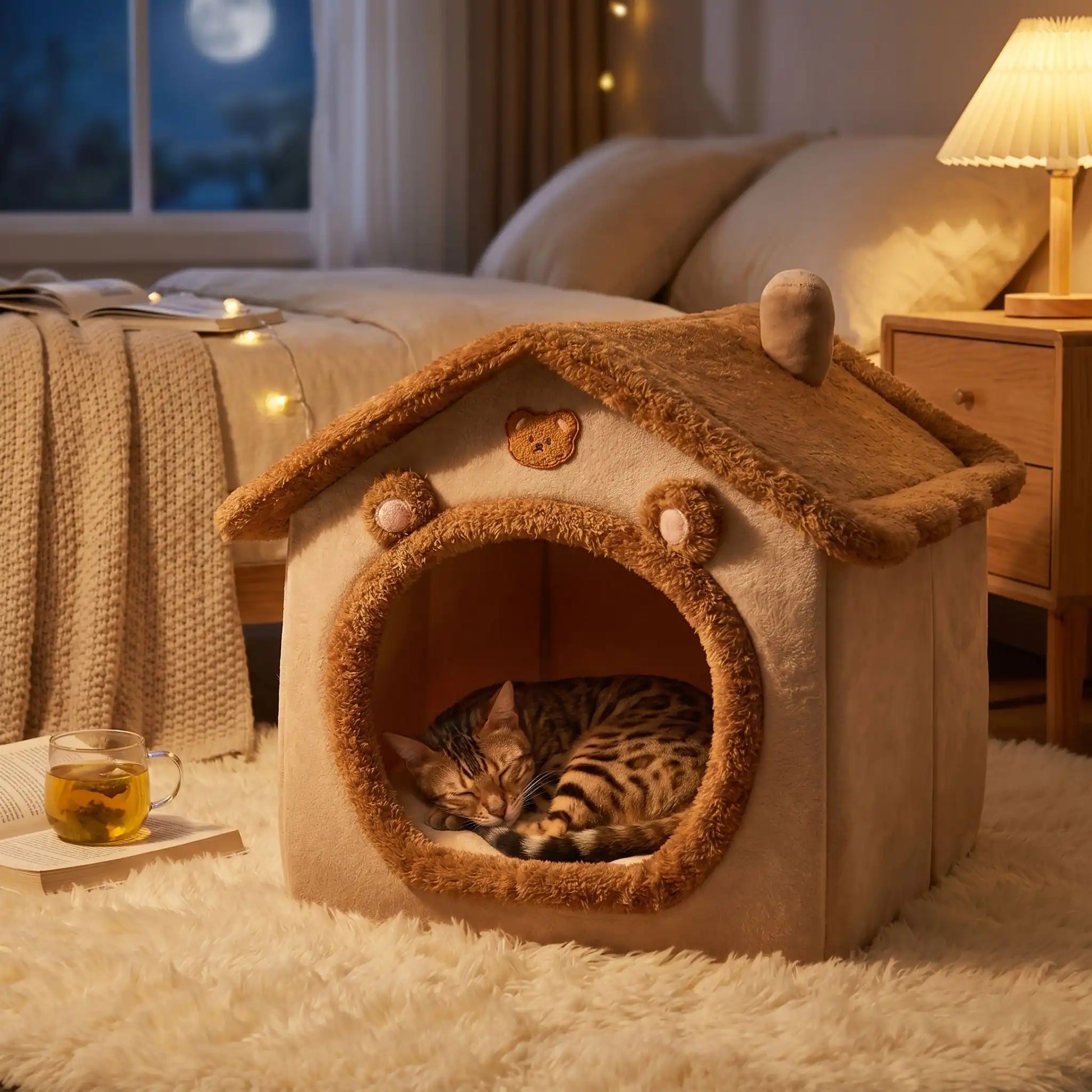 maison pour chats bengal dors verre livre lit lune