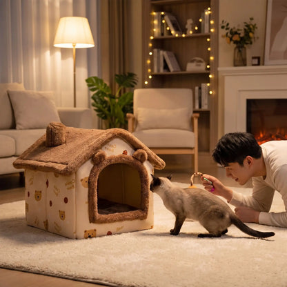 maison pour chats homme joue siamois lampe fauteuil