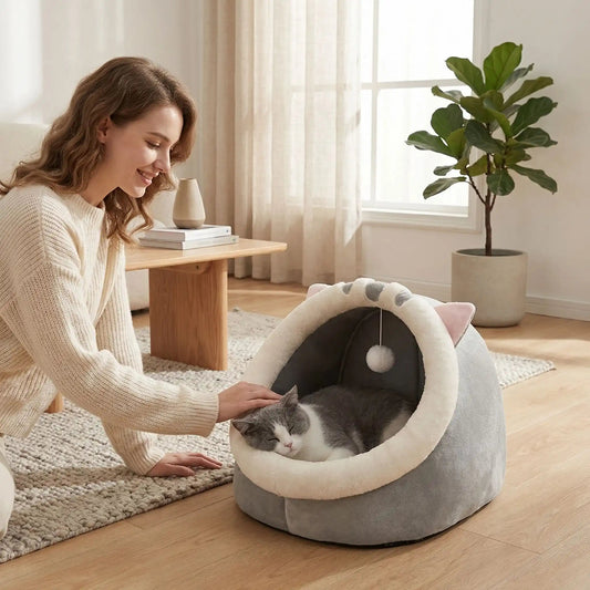 panier chat femme souriante caresse chat table livre