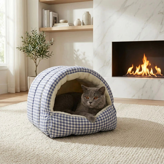 panier pour chat couleur bleu feux livre tapis