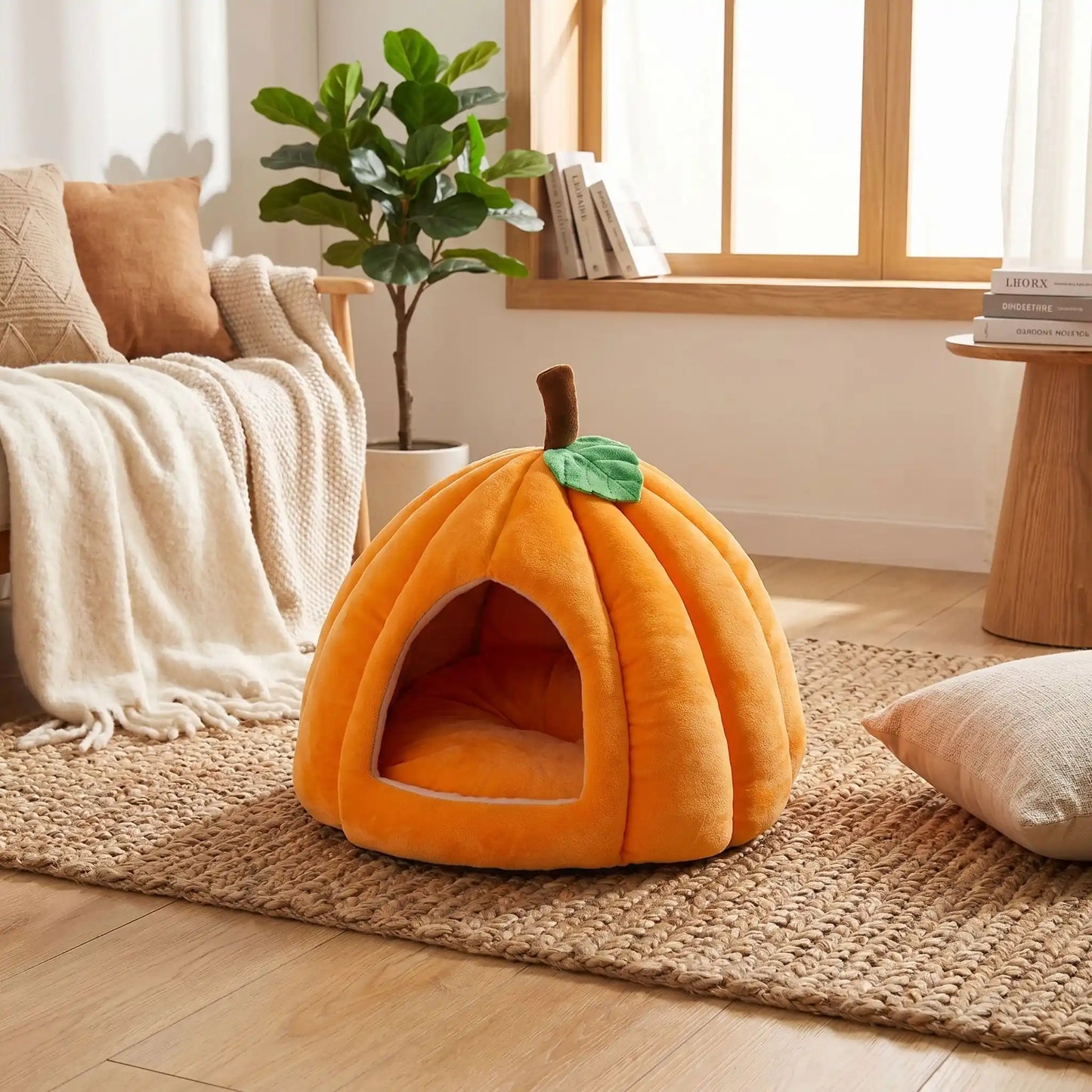 panier pour chat couleur orange tapis coussin livre