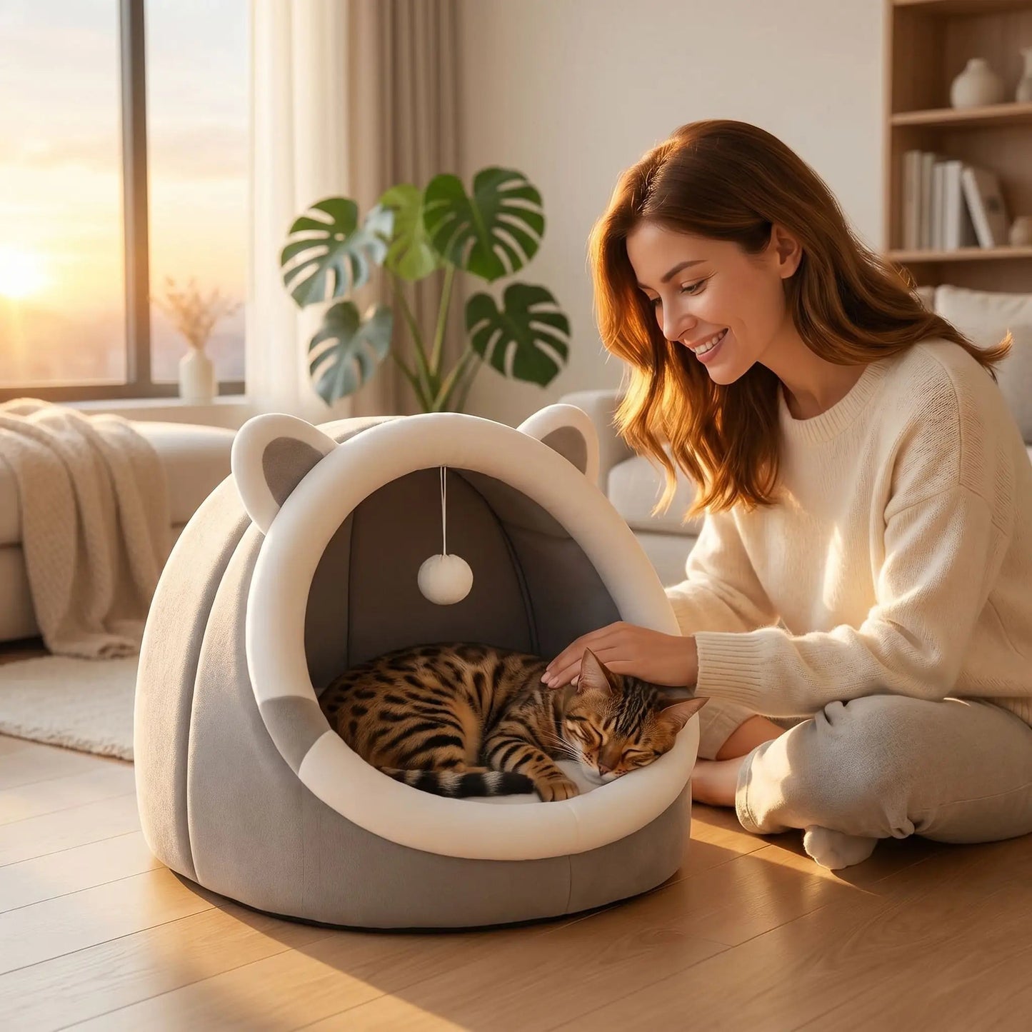 panier pour chat femme caresse bengal vase livre
