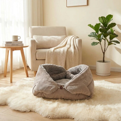 panier pour chat couleur gris coussin couverture tapis blanc