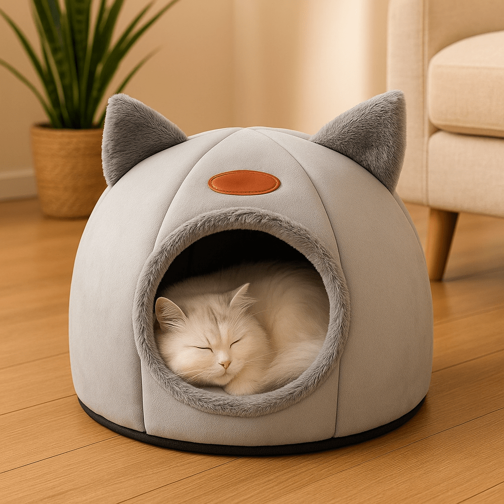 panier-pour-chat-plante-verte-chat-dort