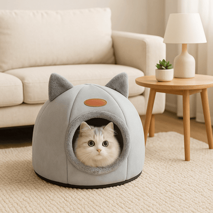 panier-pour-chat-table-marron-lampe-tapis