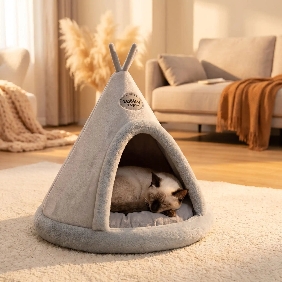 tipi chat siamois rideaux couverture tapis blanc